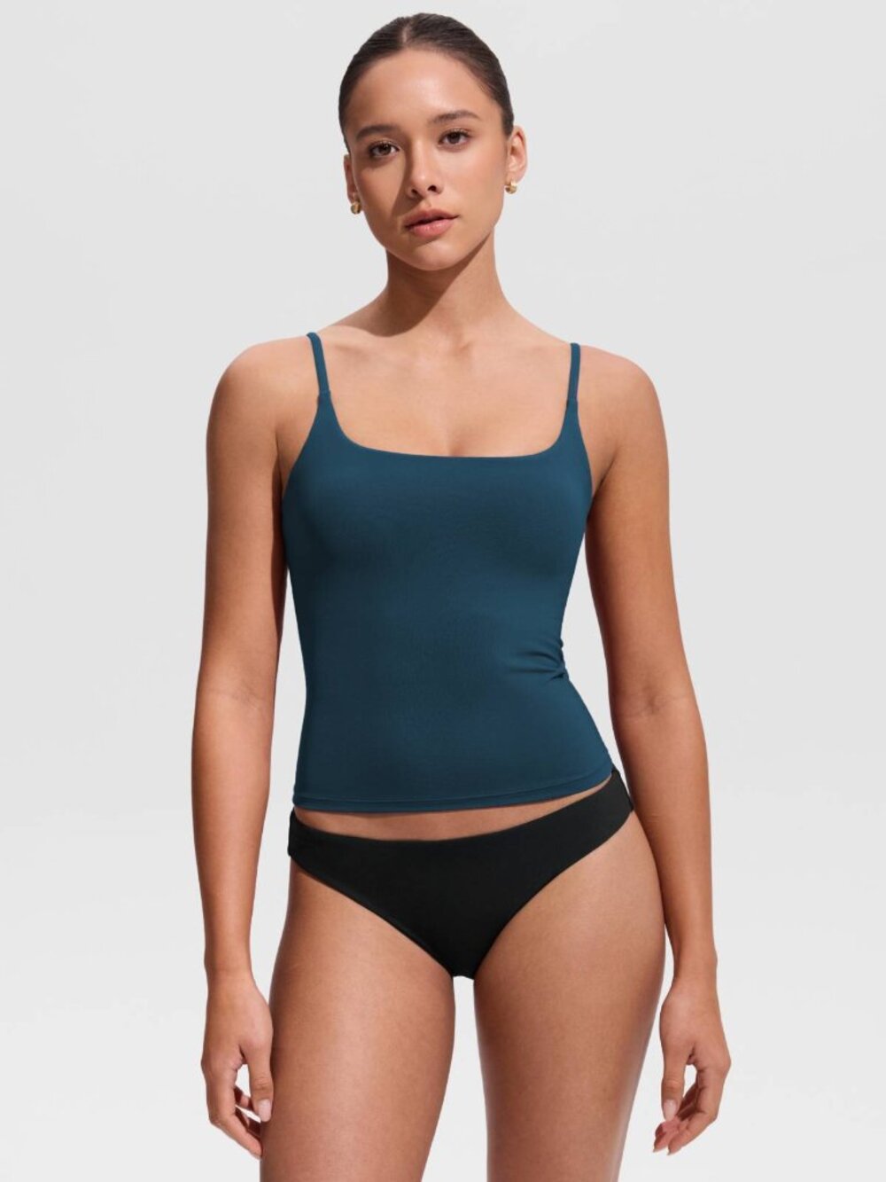 U Neck Twist Back Tankini Top